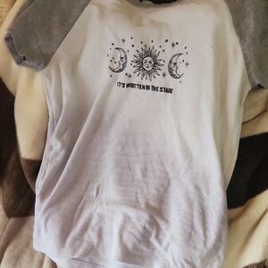 Teens White and Gray Graphic Tee